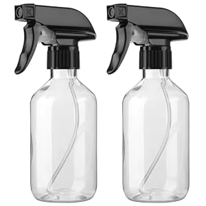 Arkeiliy 2-Pack Leakproof Spray Bottles (300ml/10oz) – Adjustable Nozzle for Fine Mist & Jet Stream | Premium Refillable Plastic Bottles for Hair Styling, Plant Misting, Cleaning Solutions (Clear)