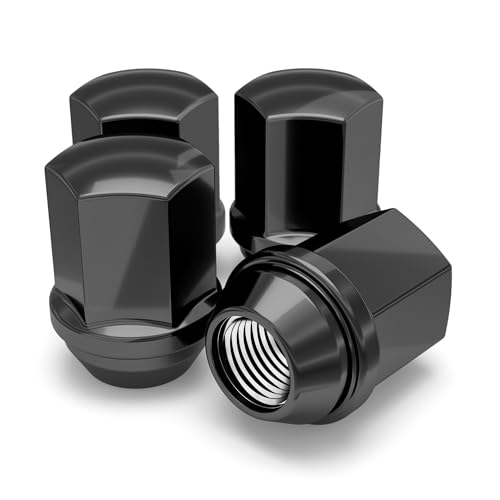 Image of White Knight 9 /16 inch-18 Lug Nuts for Select Dodge and Ram, Factory Style Solid Piece (Black Chrome) Duplex Bulge Acorn -1710DBK-4 (4 Pack)