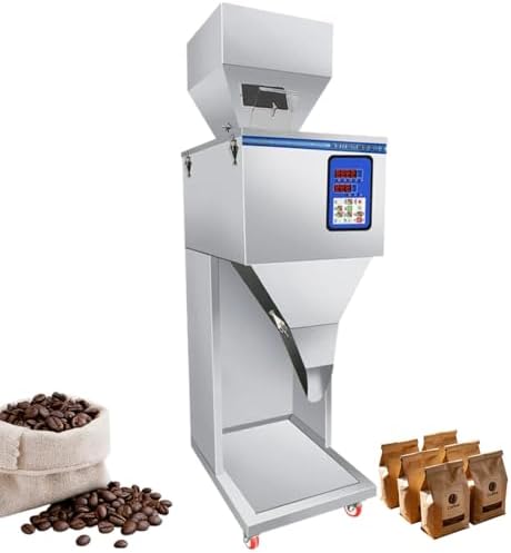 Automatic Powder Filling Machine, Adjustable Weighing Dispenser, Stainless Steel Bottle & Bag Packing with Foot Pedal & Display for Beans, Tea, and Powder Products
