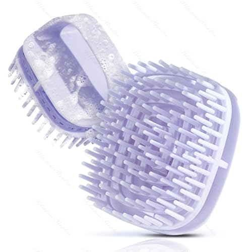 【乾湿両用】頭皮マッサージ ヘアブラシ 環手 シャンプーブラシ お風呂用 滑りにくい ヘッドスパ 美甲保護 スカルプブラシ 全ての髪質対応 女性男性兼用 BluwieBroka(Purple)