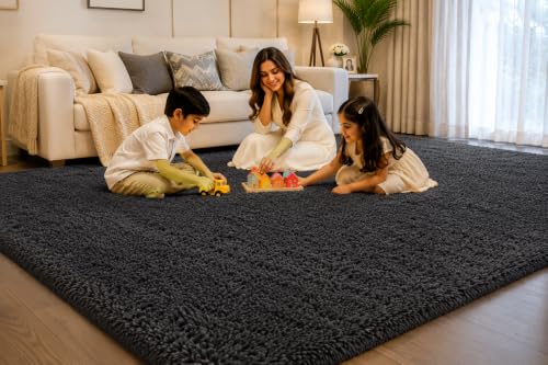 Image of Shaggy Carpet 3x5 Ft for Living Room & Bedroom (Grey)