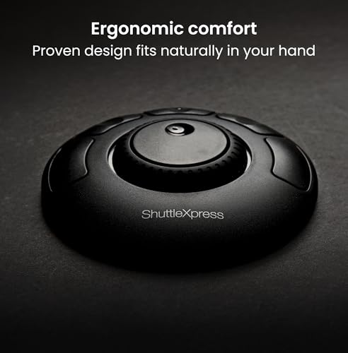 Contour Shuttle Xpress - Multimedia Controller Ergonomic Jog Dial for Video Music Image Editor, USB Multimedia Controller for PC & Mac, 5 programmable Buttons, 7 Speed Jog Ring - Black
