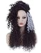 Womens Long Black Mix White Curly Wavy Wig Halloween Costume Synthetic with Fluffy Wig
