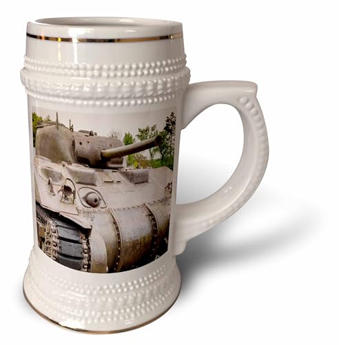 3dRose World War II tank at Omaha Beach, Normandy, France - Stein Mug, 18oz , 22oz, White