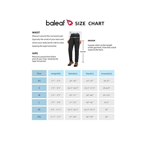 BALEAF Women's Hiking Pants Fleece Lined Waterproof Cold Weather Insulated Ski Snow Pant Warm Winter Soft Shell - Image 8