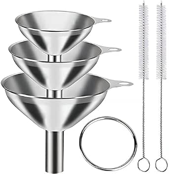 3 in 1 Metal Funnels Set - Stainless Steel Kitchen Funnels for Liquids and Powders, Small, Medium, Large