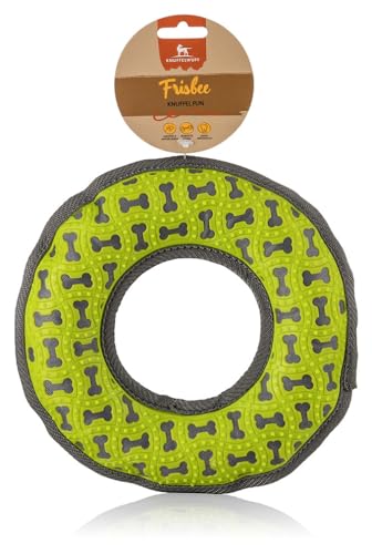 Knuffelwuff Hundespielzeug Frisbee aus Gummi und Gewebe - Griffig, Zahnfreundlich und Bindung stärkend - Ideal für Spiel und Konditiontraining für alle Große & Kleine Hunde BPA-frei