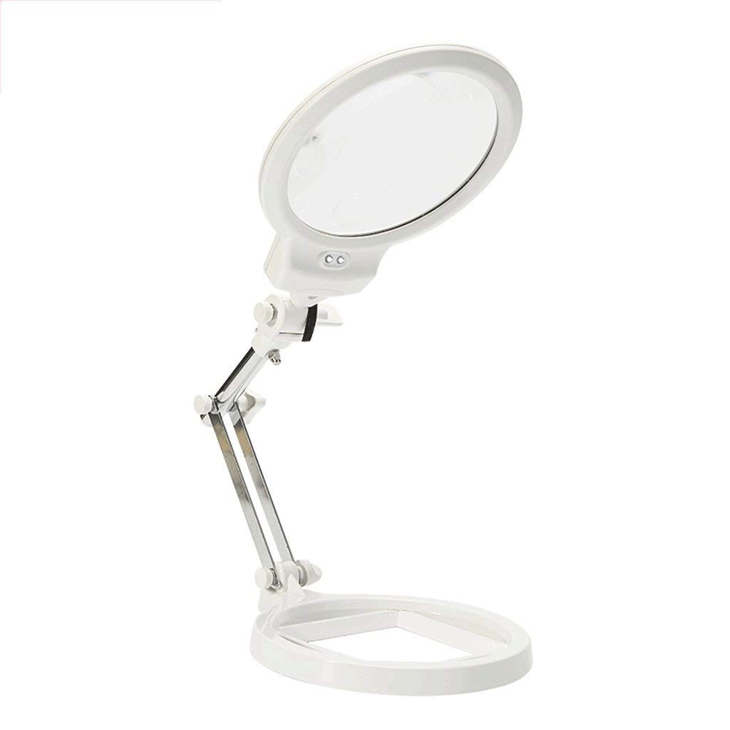 SaryEdge Magnifier LED Magnifying Glass Folding Table Lamp Metal Bracket Scale Desktop Magnifying Glass,for Reading Maintenance Handicrafts Auxiliary Supplies,