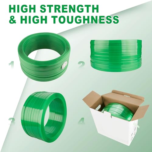 Heavy Duty Packaging 5/8\" x 820’ Polyester (PET) Strapping with Self Dispensing Box Kit - Industrial grade pallet strapping,1400 lbs Break Strength