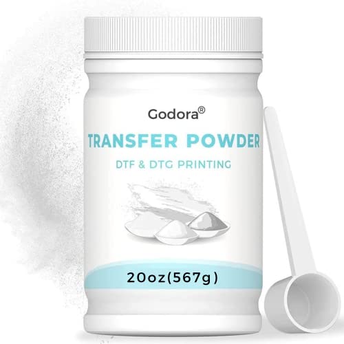 Godora DTF Powder White Digital Transfer Hot Melt Adhesive – Poudre de transfert DTF PreTreat pour vêtements noirs ou de couleur foncée, poudre adhésive thermofusible DTF pour toutes les imprimantes