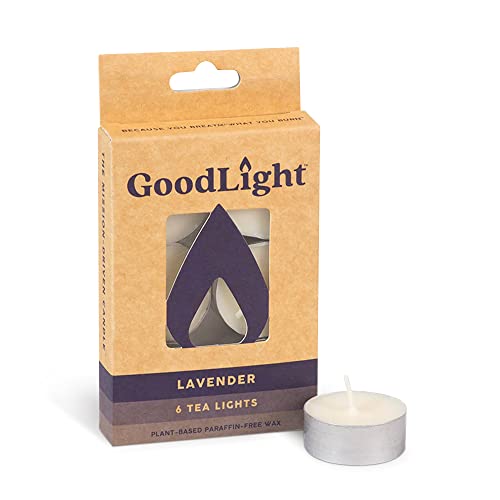 GoodLight Scented Vegan and Paraffin-Free Tea Light Candles (Lavender Scent, 6 Tea Lights)