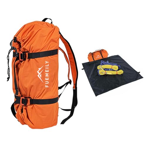 FUEMEILY Climbing Rope Bag with Ground Sheet, Orange