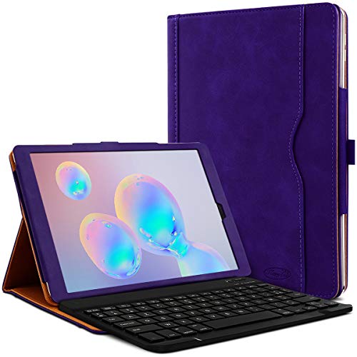 Clavier Bluetooth Azerty et étui violet pour tablette Samsung Tab S6 en voyage
