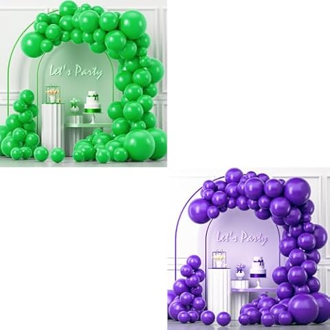 YAOWKY Green and Purple Balloon Arch Kit, 200PCS 18In 12In 10In 5In Latex Party Balloons for Birthday Weddings Anniversary Graduation Summer Themed Party Decorationsarty Decorations Cover