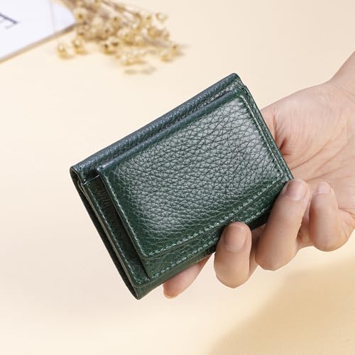 Image of Small Wallet Women Genuine Leather RFID Blocking Trifold Tiny Wallets with Snap Coin Pouch 7 Card Solts
