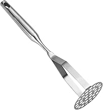 Furtony Stainless Steel Potato Masher Potato Press Manual Potato Masher Stainless Steel Masher,Silver,30x8cm