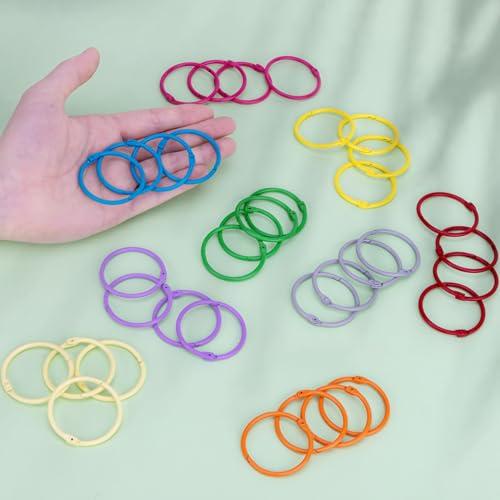Image of Antner 36PCS Metallic Loose Leaf Binder Rings 1 4 /5 inch Colorful Book Rings, Metal Steel Loose Leaf Rings Keychain Key Rings Index Cards Rings Paper Rings for School Office, 9 Colors