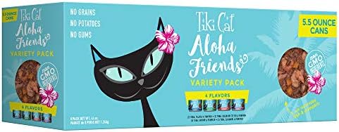 Tiki Cat Aloha Friends Variety Pack, Seafood Flavors with Pumpkin, Wet, High-Protein & High-Moisture Cat Food, for All Life Stages, 5.5 oz. Cans (Case of 12)