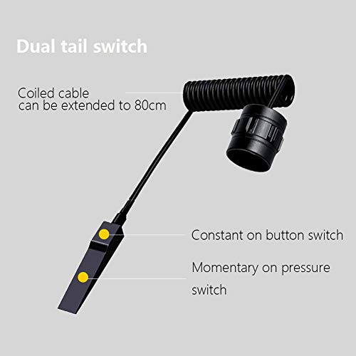 POVAST Tactical Flashlight with Mount Pressure Switch for Weaver Picatinny Rail, 5 Modes Emergency Torch Light, Rechargeable Battery Included - Thumbnail 4