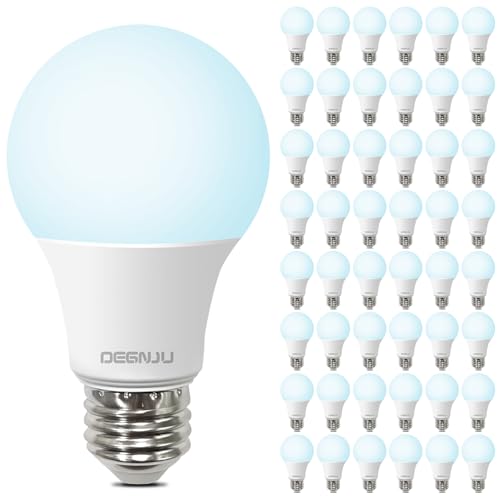 Image of LED Light Bulbs Daylight 5000K, 60 Watt Equivalent LED Bulbs, A19 Standard Bulbs, 800 LM, 15000 Hours, E26 Base, Non-Dimmable, 8W LED Bulbs for Bedroom Living Room 48 Pack