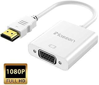 HDMI to VGA, iNassen Gold-Plated HDMI to VGA Adapter (Male to Female) 1080P