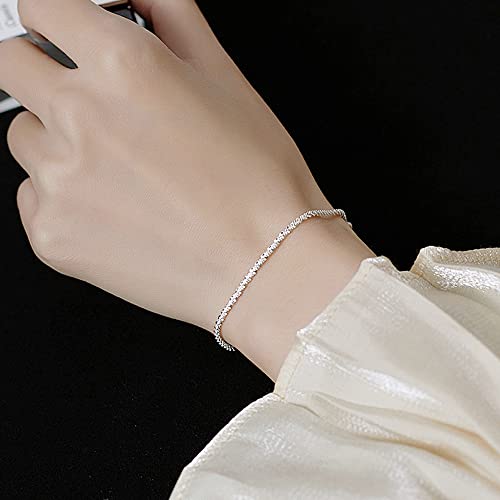 Qlkilyr 925 Sterling Silver Chain Bracelet, Adjustable Silver Bracelet For Women Girls Jewelry Gifts #TOP2