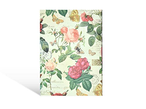 10er Design Briefkarten Set inkl. Briefmappe Vintage „Rosen“ aus Italien 10 Bögen aus Schreibpapier & DIN B6 Brief-Kuvert (Blumen Muster) - Schöne edle Brief Umschläge & Briefpapier mit Motiv