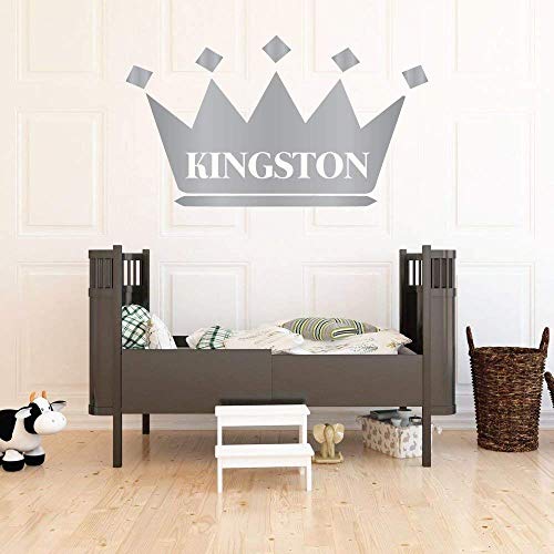 Wall Decal For Kids | Personalized Name King Crown Design | Vinyl Wall Home Decor For Boy's Bedroom, Playroom | Custom Baby Nursery Decoration | Black, White, Gold, Other Colors | Small, Large Sizes #TOP1