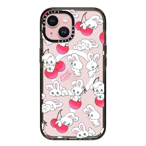 CASETiFY �C���p�N�g iPhone 15 �P�[�X [MIL�K�i���� (4x MIL-STD-810G) / 2.5m����̗����������N���A / MagSafe �ɑΉ�] - Cherry Mix - �N���A �u���b�N