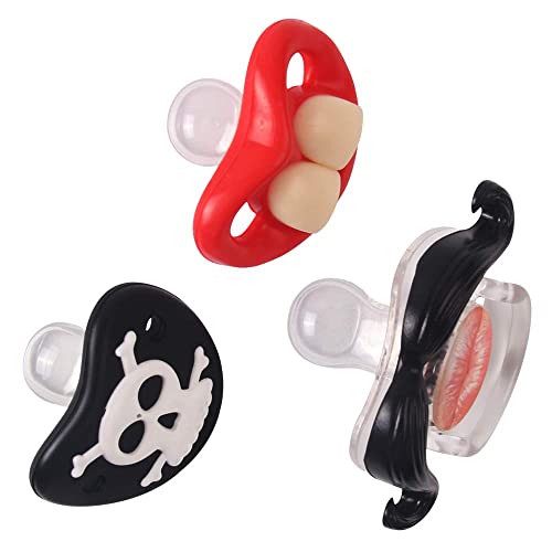 YAPROMO 3 PCS Funny Pacifiers for Babies Halloween Pacifier, Cute Mustache Pacifiers BPA Free, Latex Free