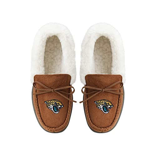 Image of FOCO Womens NFL Team Logo Tan Moccasin Slippers