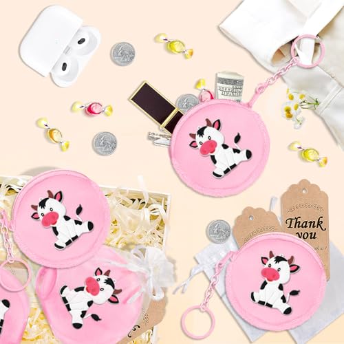 15 Pack Cow Coin Purse with Zipper Keychain,Wallet Bag Party Favors for Cow Birthday Party Decoration,Farm Animal Themed Baby Shower,School Carnival Rewards,Travel,Classroom Prize3