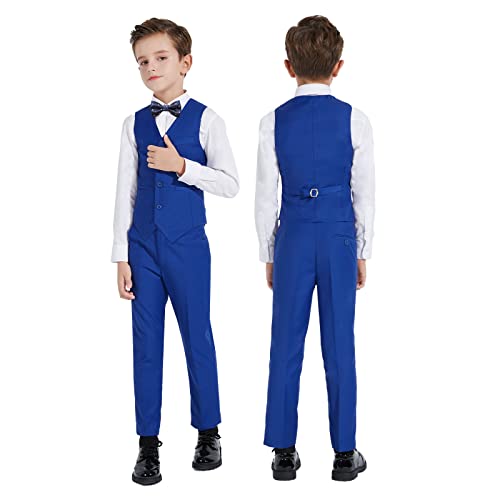 Plavict Boys' Suits Slim Fit 5 Piece, Adjustable Waist, Boys Formal Set Royal #TOP2