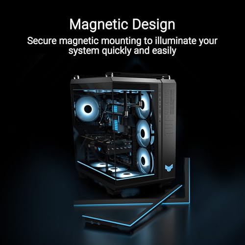 ASUS TUF Iluminação ARGB para GT502 Horizon Series (Branco) - Moldura ARGB de Borda Externa 2X, Iluminação Vibrante, Design Magnético, Aura Sync - Imagem 3