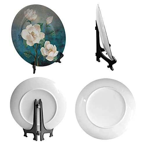 Kalen White Flower Decorative Plate Ceramic Plate Custom For Home Decor Porcelain Plates With Display Stand - 8 Inches #TOP7
