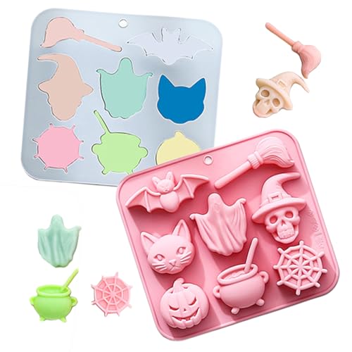 Moldes de chocolate para Halloween, 2 unidades, fácil de desmoldear para pasteleros, jabones creativos, decoración de tartas y bodas