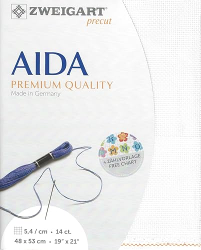Image of Wizardi Stern-Aida 14 Count White 3706 /100. Needlework Canvas, Cross-Stitch Fabric, Embroidery Cloth. 100% Cotton. Precut Zweigart