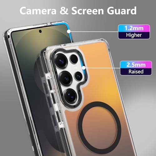 Image of Magnetic Case for Samsung Galaxy S25 Ultra [Compatible with Magsafe] [Cute Fashion Fluorescent Design] [1 Screen Protector] Slim Translucent Matte Case for Galaxy S25 Ultra 6.9 inch, Black