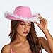 Lizxun Women Cowgirl Hat Cowboy Hats Fluffy Feather Brim Hat for Bachelor Costume Halloween Cosplay Dress Up Party (Pink05, 32cm*42cm*18cm)