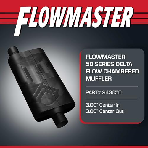 Flowmaster 50 Series Delta Flow® Chambered Muffler – 3.00” - Center In/Center Out – Moderate Sound – 16-Gauge Aluminized Steel – Perfect for daily-driven Performance Vehicles & Passenger Cars, 43050