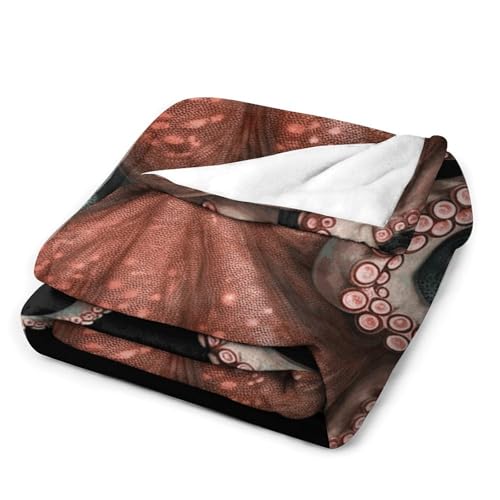Couverture flanelle douce anti-froid plaid pieuvre confortable pour lit et canapé