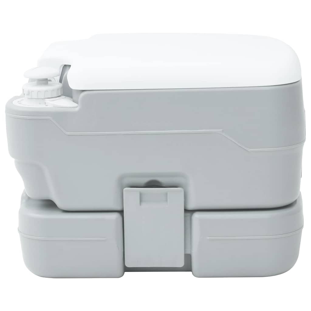 Mangloder Tragbare Campingtoilette Grau Weiß 41,5 x 36,5 x 37, leichtes, Robustes Outdoor-WC mit T-Spüldüse, rotierbarem Entleerungstrichter, für Camping, Caravan, Wandern, Festivals, Notfälle