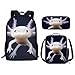 AmzPrint Axolotl Animal Print Bookbag With Lunchbox For Girls American Children Back To School Gift 3pcs Backpack Set