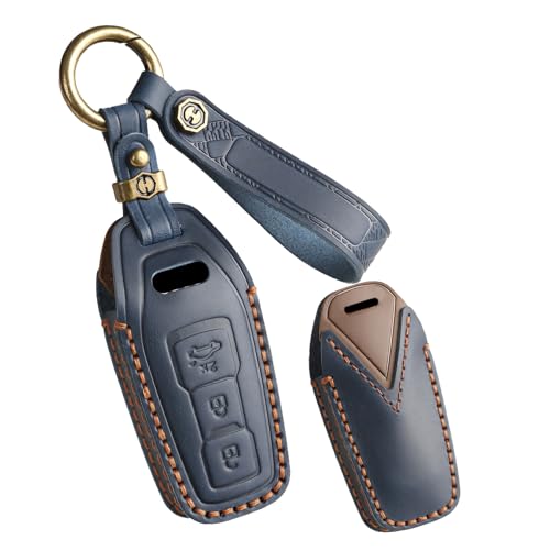 Boîtier de clé Audi A3 A5 A6L Q5 Q6 Etron 2025 étui cuir de vachette avec porte-clés