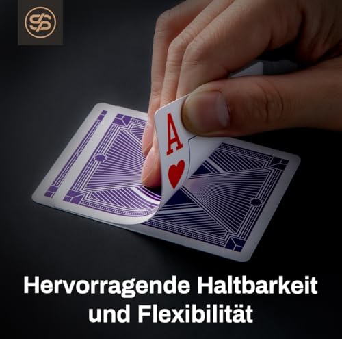 SLOWPLAY 100% Plastik Spielkarten Set, 2 Decks (Violet & Gold), Jumbo Index, Poker Format, überlegene Flexibilität und Haltbarkeit, Wasserfest & Waschbar, Professionelle Karten für Texas Hold’em Poker – Bild 4