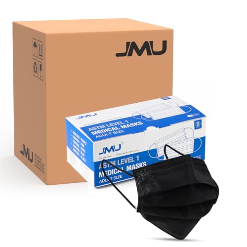 JMU 2000�� �g���̂ăt�F�C�X�}�X�N �u���b�N�AASTM���x��1�A3�w�ی��Ã}�X�N(50����40��)