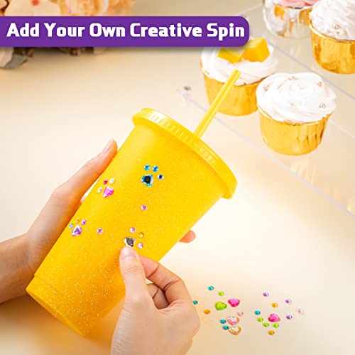36 Pack 24 Oz Glitter Reusable Cup With Straws And Lids, Plastic Tumbler With Lids And Straws Bulk 710Ml Color Party Coffee Cup For Adult Kid Birthday Party #TOP3