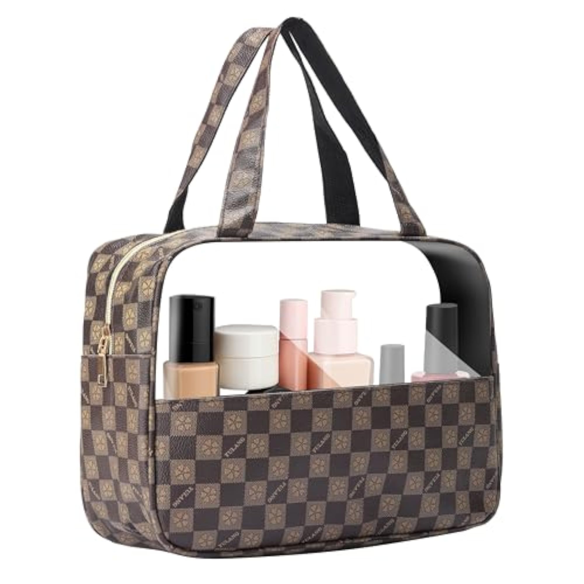3-Piece Checkered Cosmetic Bag Set, Makeup Organiser