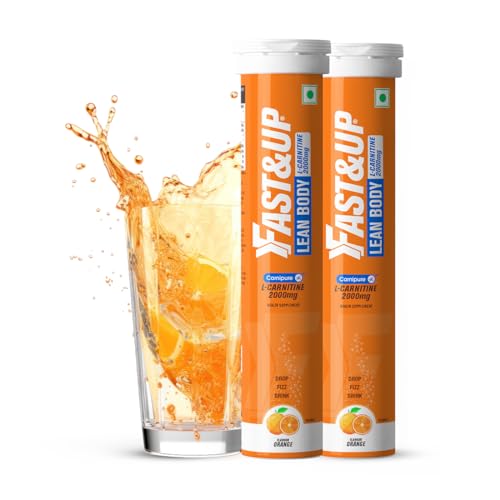 Fast&Up L-Carnitine 2000mg Effervescent Tablets | Premium Carnipure® Carnitine Supplement | Helps Convert Fat into Energy, Supports Weight Loss, Fat Burn & Lean Muscle | Orange Flavour, 20 Tabs (Pack of 2)