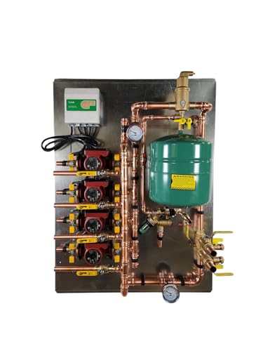 FloorHeat Essential Series Hydronic Radiant Heat Control Panel, Pre-Assembled Distribution System for Radiant Floor Heating Applications (4 - Zone)